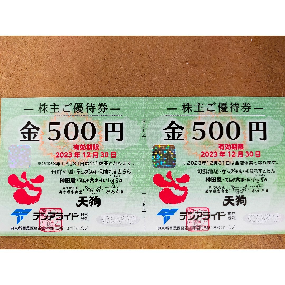 テンアライド　株主優待券 チケットの優待券/割引券(その他)の商品写真