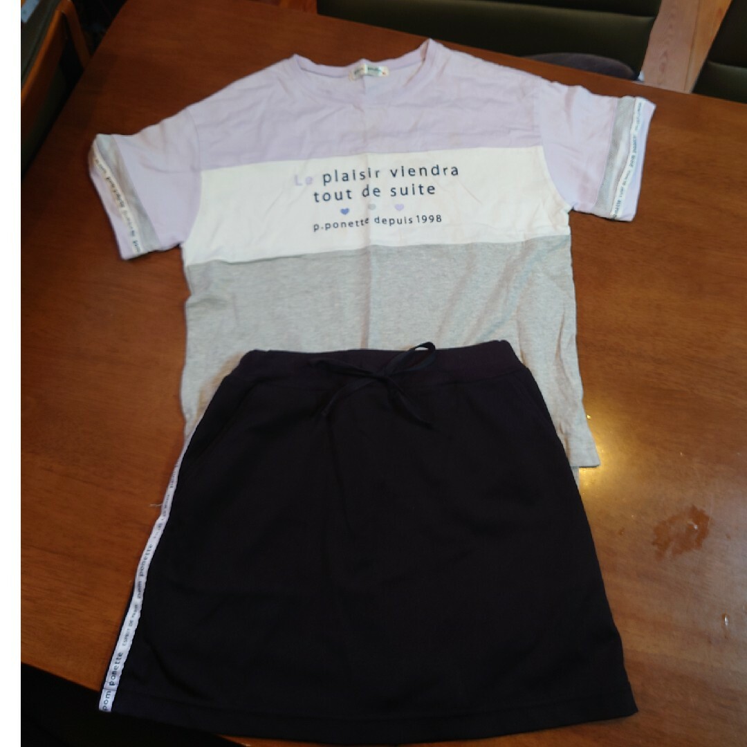 pom ponette(ポンポネット)のポンポネットセットアップ紫 キッズ/ベビー/マタニティのキッズ服女の子用(90cm~)(Tシャツ/カットソー)の商品写真