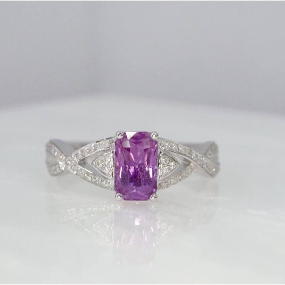 天然 パープル サファイア ダイヤ リング1.29ct k18 f