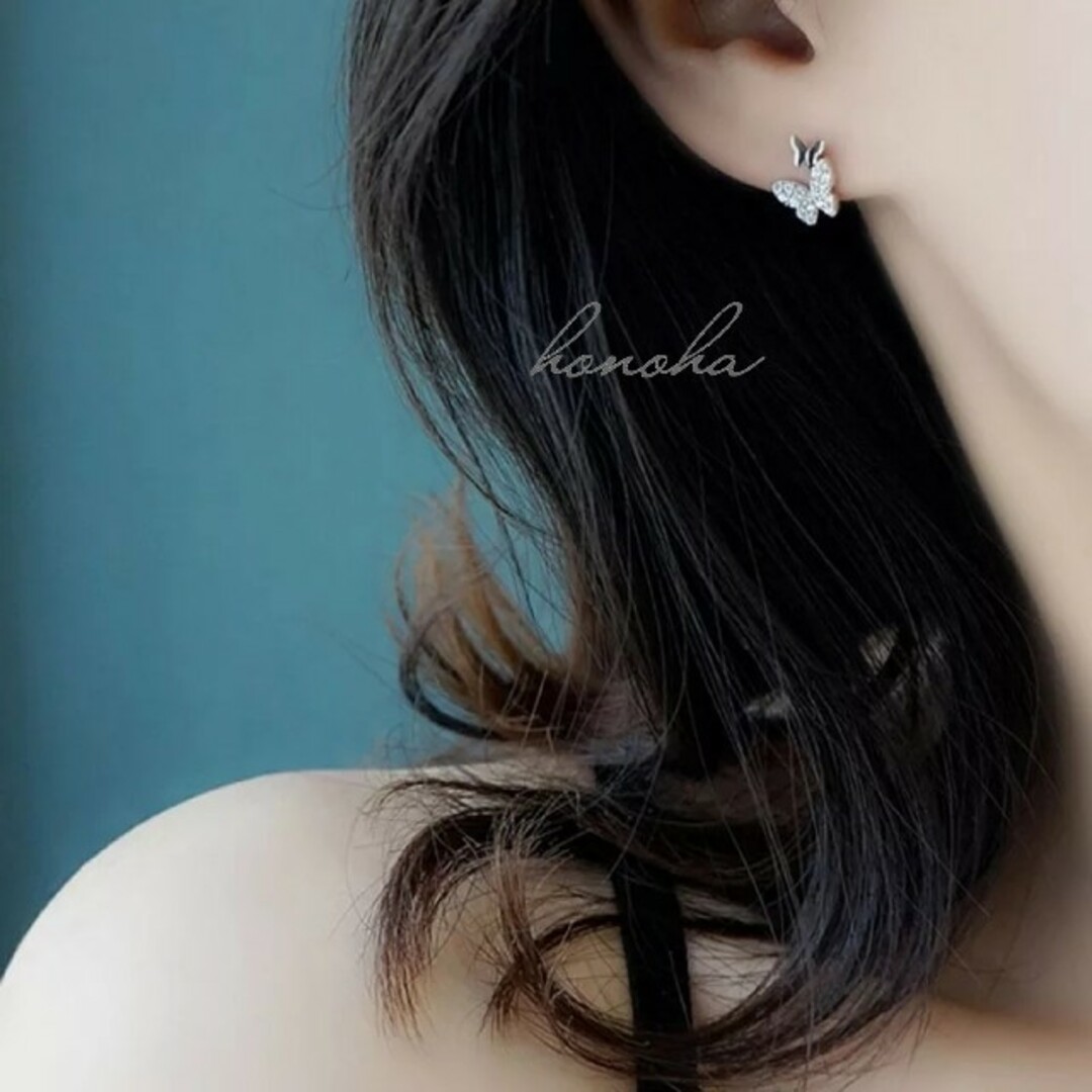 micro pave butterflies pierce ◯s925 post レディースのアクセサリー(ピアス)の商品写真