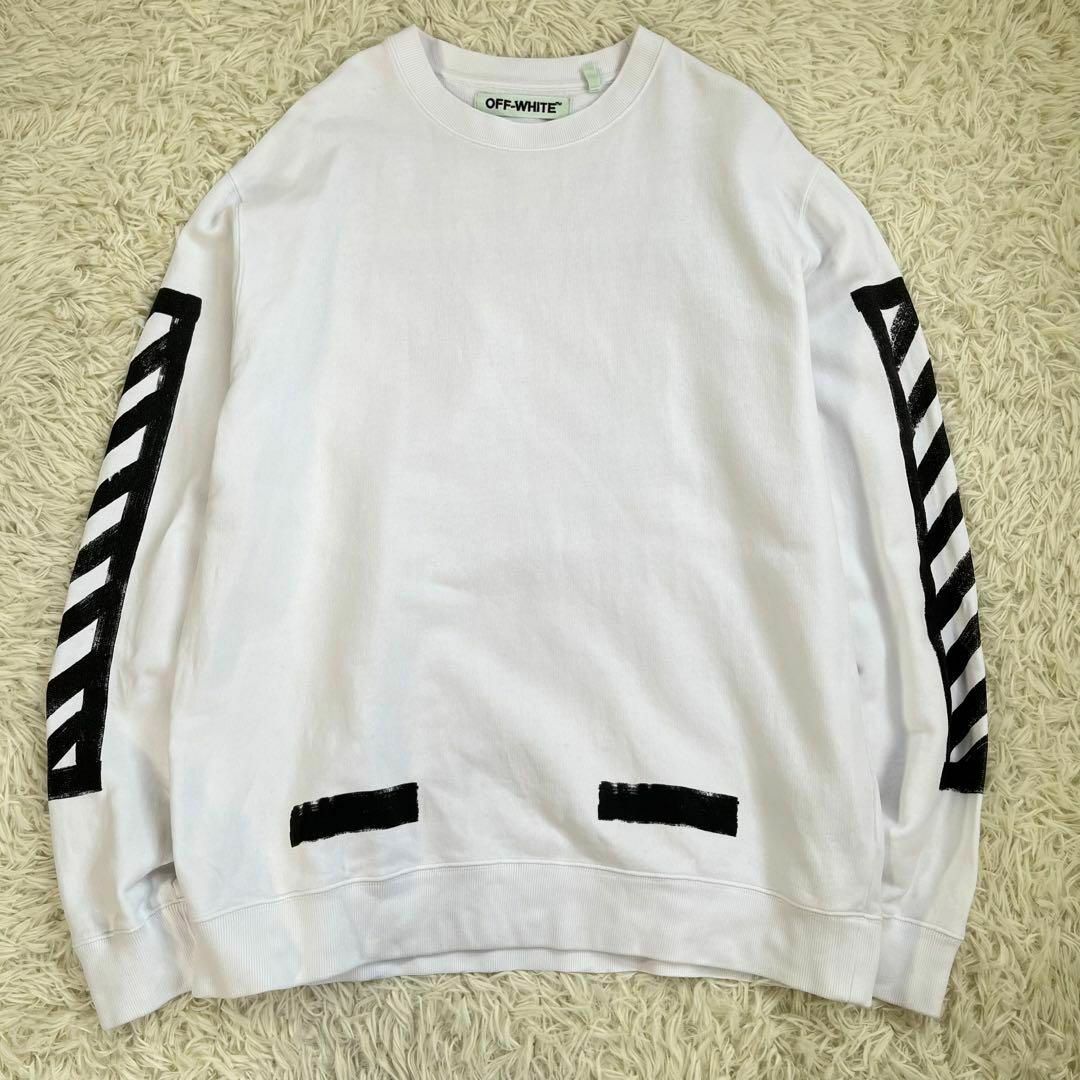 OFF-WHITE(オフホワイト)のオフホワイト/OFF-WHITE スウェット トレーナー　ロゴ　ダイアゴナル　白 メンズのトップス(スウェット)の商品写真