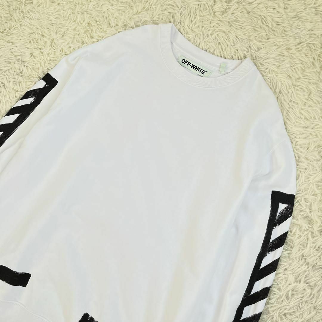 OFF-WHITE(オフホワイト)のオフホワイト/OFF-WHITE スウェット トレーナー　ロゴ　ダイアゴナル　白 メンズのトップス(スウェット)の商品写真