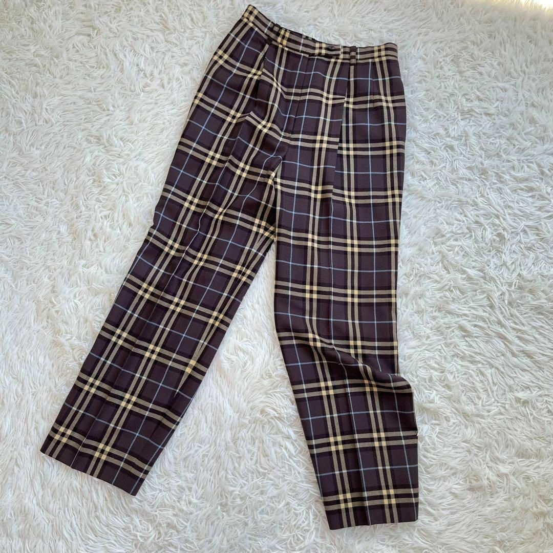 バーバリー BURBERRY チェック スラックス パンツ ウール 総柄
