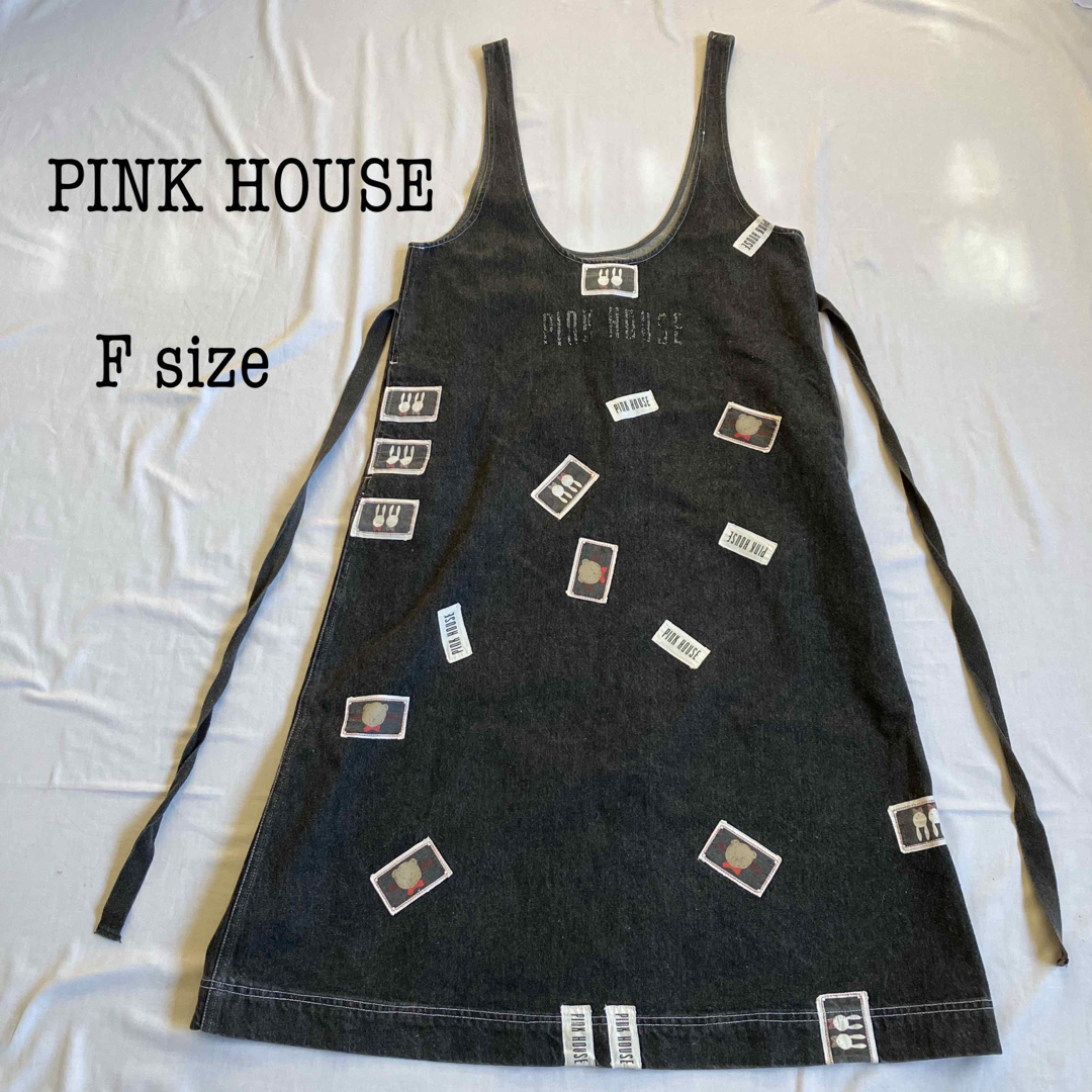 美品ピンクハウスPINK HOUSEうさぎ・くまワッペンデニムジャンパー