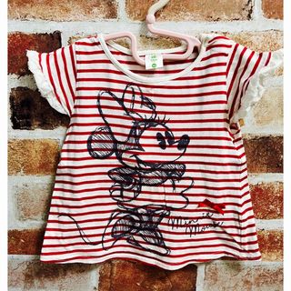 ディズニー(Disney)のディズニー★ミニーちゃんボーダーノースリーブトップス　90サイズ(Tシャツ/カットソー)