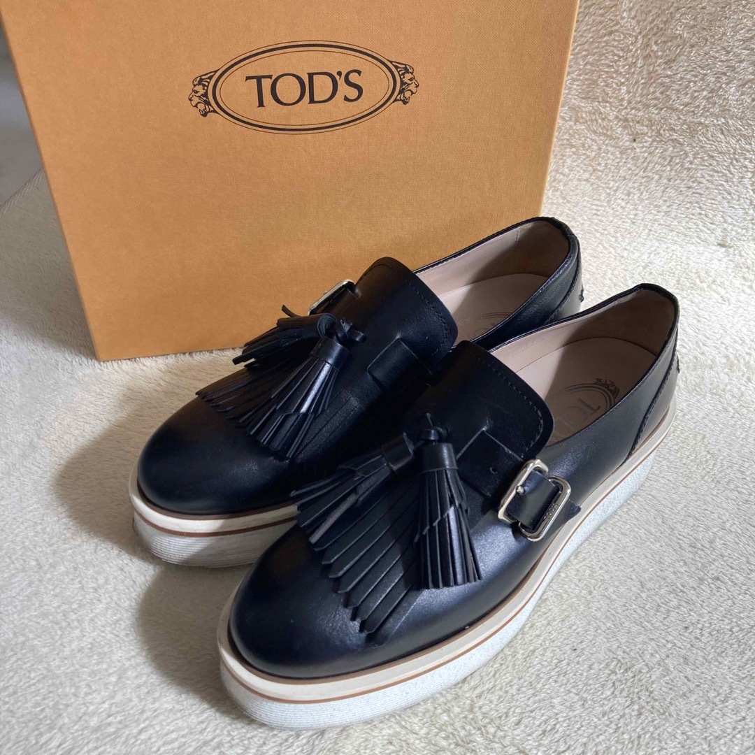 ☆トッズ☆tod's☆厚底ローファー☆タッセル☆フリンジ☆黒