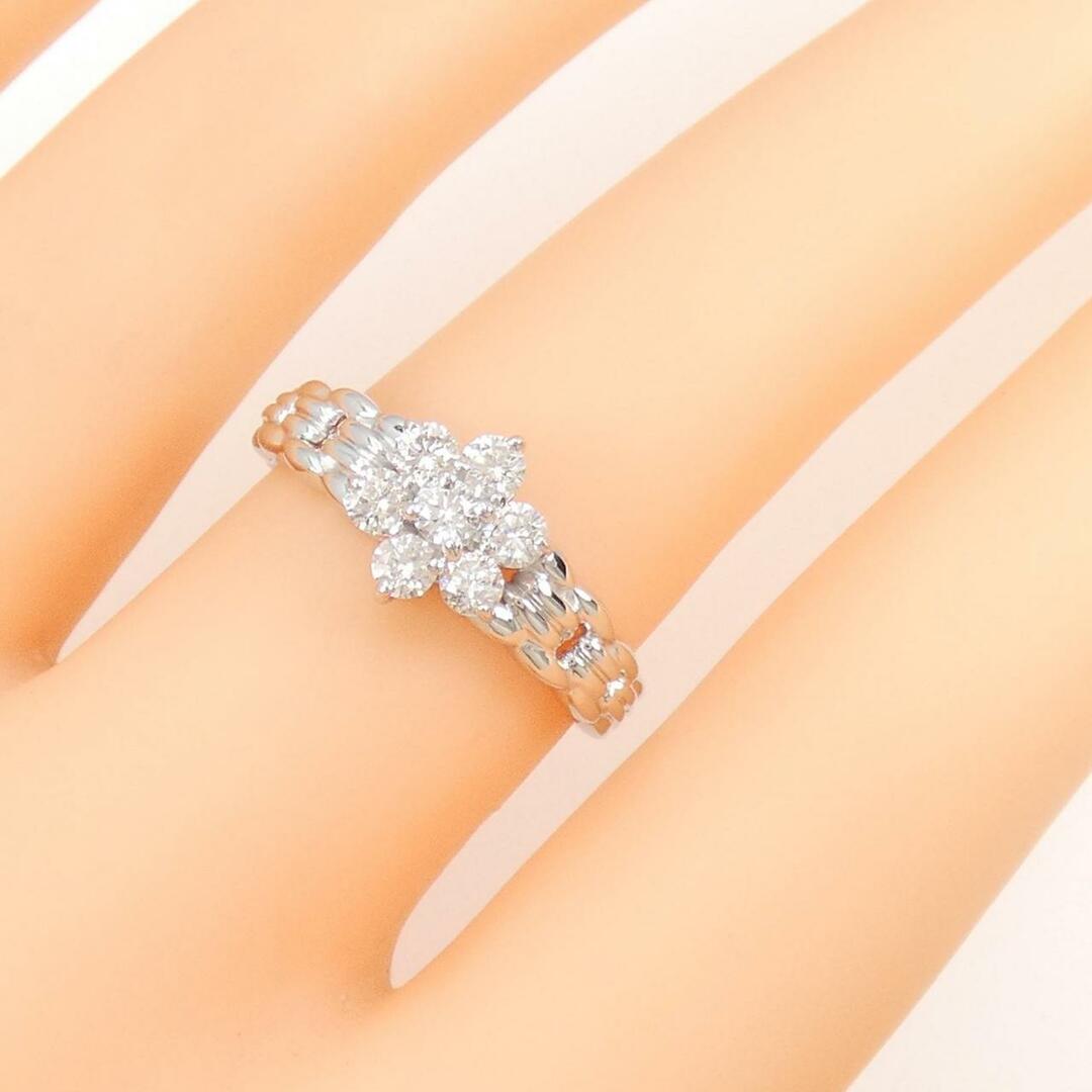 K18WG フラワー ダイヤモンド リング 0.50CT レディースのアクセサリー(リング(指輪))の商品写真