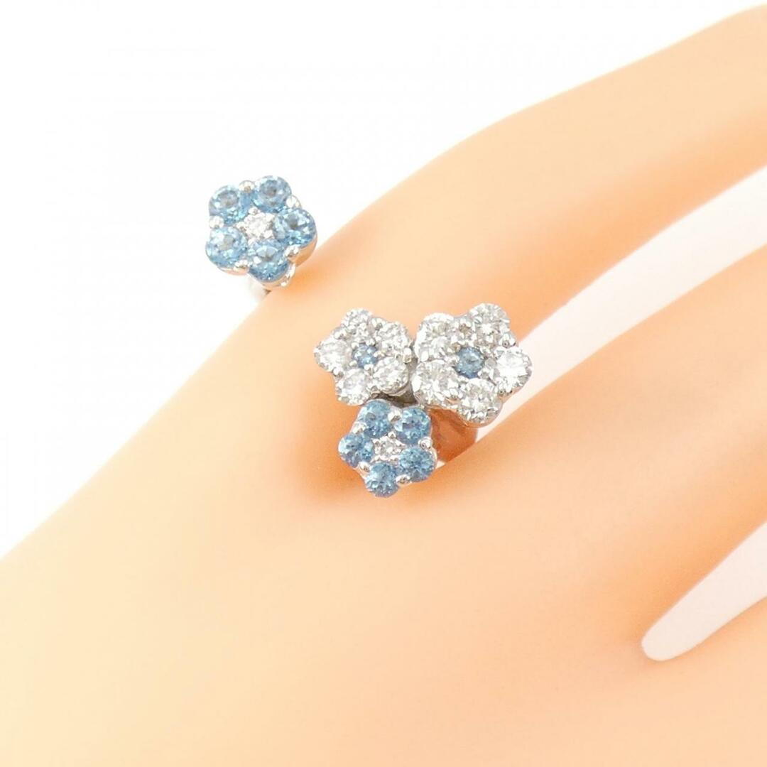 K18WG フラワー ブルートパーズ ピンキー リング 0.53CT レディースのアクセサリー(リング(指輪))の商品写真