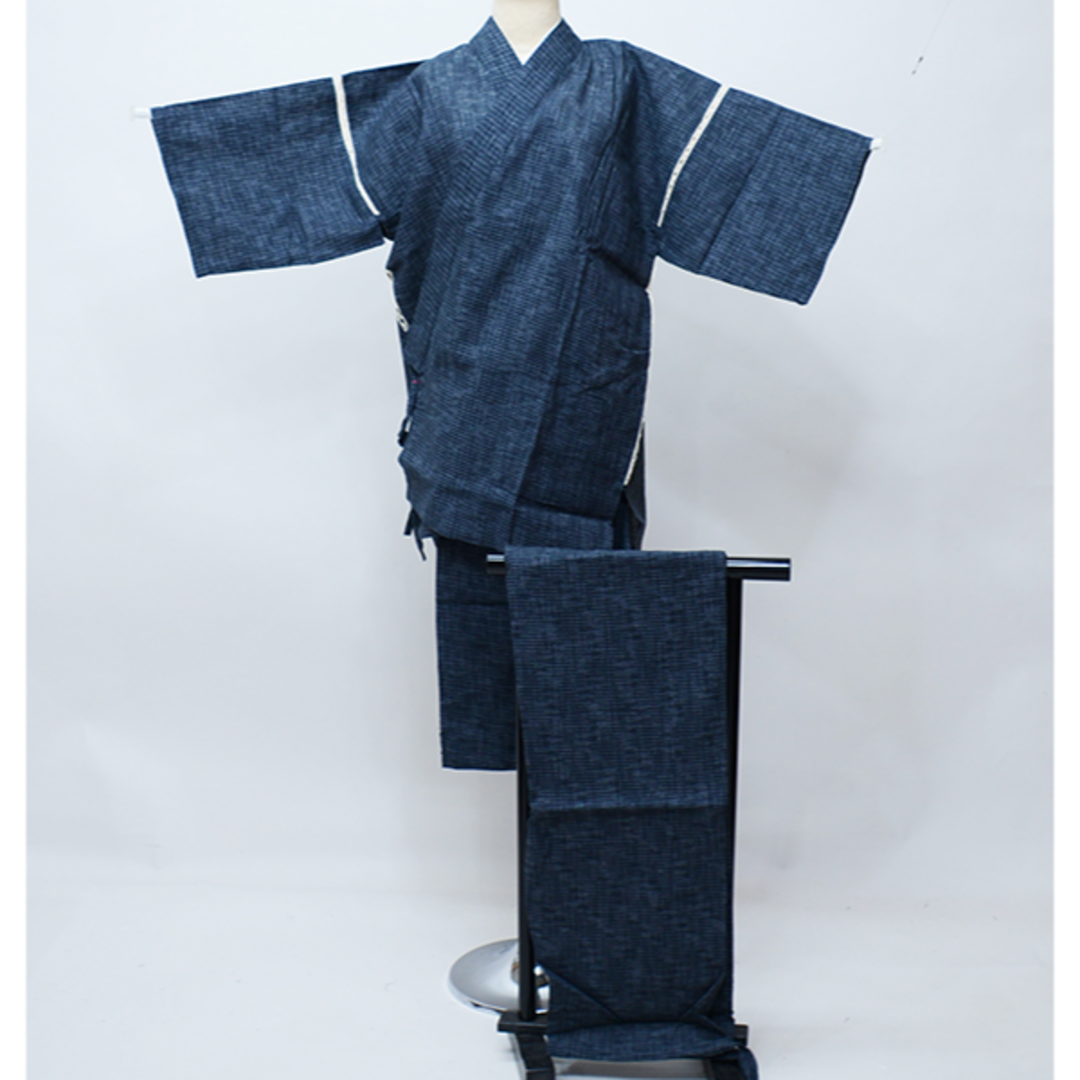 甚平 男性用 綿麻 2パンツセット LL 格子 グレー NO39275 メンズの水着/浴衣(その他)の商品写真