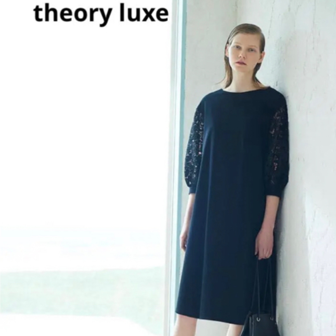 Theory luxe(セオリーリュクス)のセオリーリュクス　袖レースワンピース　36 黒　値下げ レディースのワンピース(ひざ丈ワンピース)の商品写真