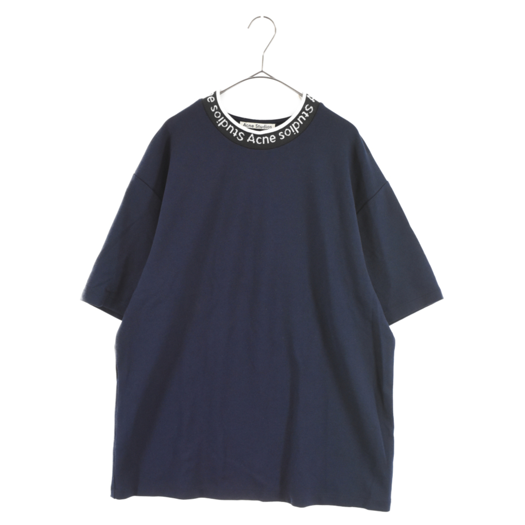 Acne Studios アクネ スティディオス 20SS EXTORR LOGO T-SHIRT ロゴモックネックレーヨンジャカード半袖 Tシャツ カットソー ネイビー FN-MN-TSHI000119