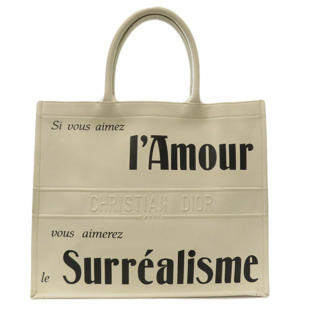 極 美品 保存袋付 Christian Dior ディオール ブックトート ロゴ レザー 本革 トートバッグ ハンドバッグ A4収納可能 ブラック 27821