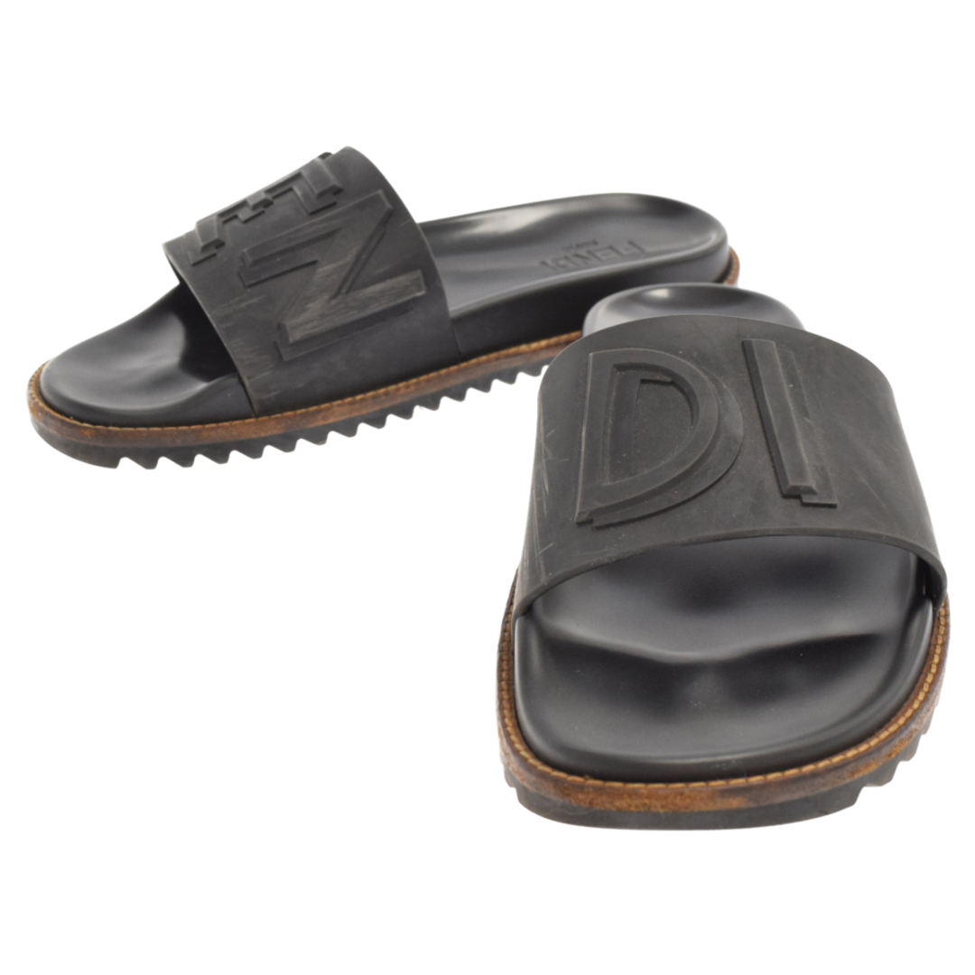 FENDI フェンディ Rubber Slides7X1148 ロゴラバーサンダル ブラック