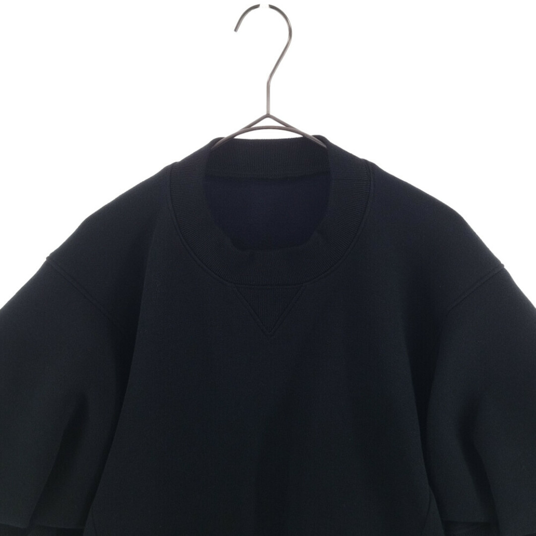 Sacai サカイ 23SS Sponge Sweat Pullover スポンジスウェットプルオーバー トレーナー 半袖 ブラック 23-06561  レディース