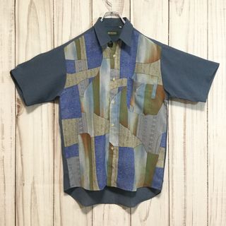 半袖シャツ】 美品 昭和レトロ 総柄 M アート柄 古着 日本製の通販 by