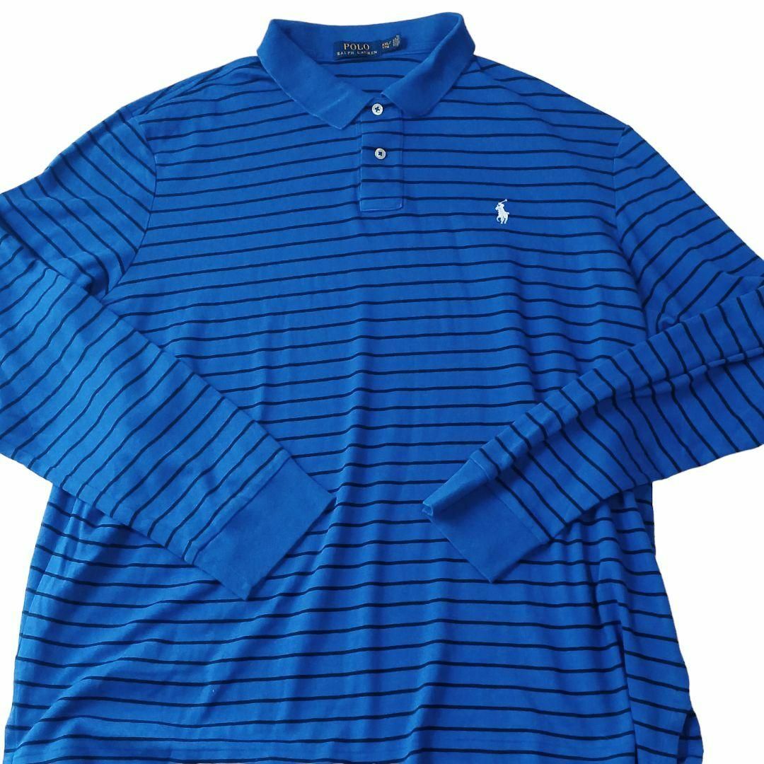 POLO RALPH LAUREN(ポロラルフローレン)の【人気】PoloRALPHLAUREN長袖ポロシャツネイビーボーダーポニーXXL メンズのトップス(ポロシャツ)の商品写真