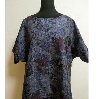 SOLD　着物リメイク　ブラウス　大島紬　FREE SIZE(シャツ/ブラウス(長袖/七分))