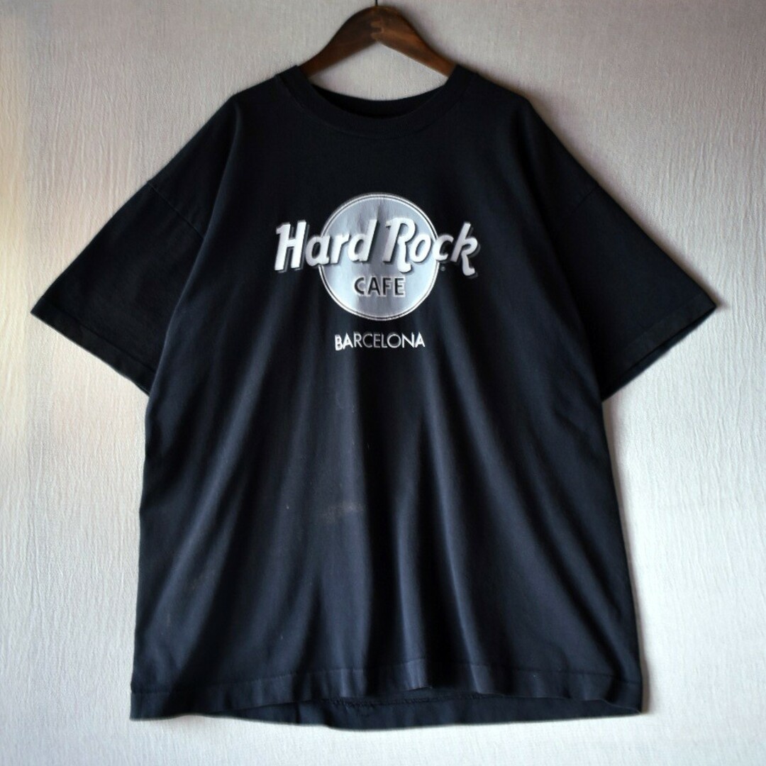 ★90s ハードロックカフェ ヴィンテージ シングルステッチ 黒ロゴTシャツ