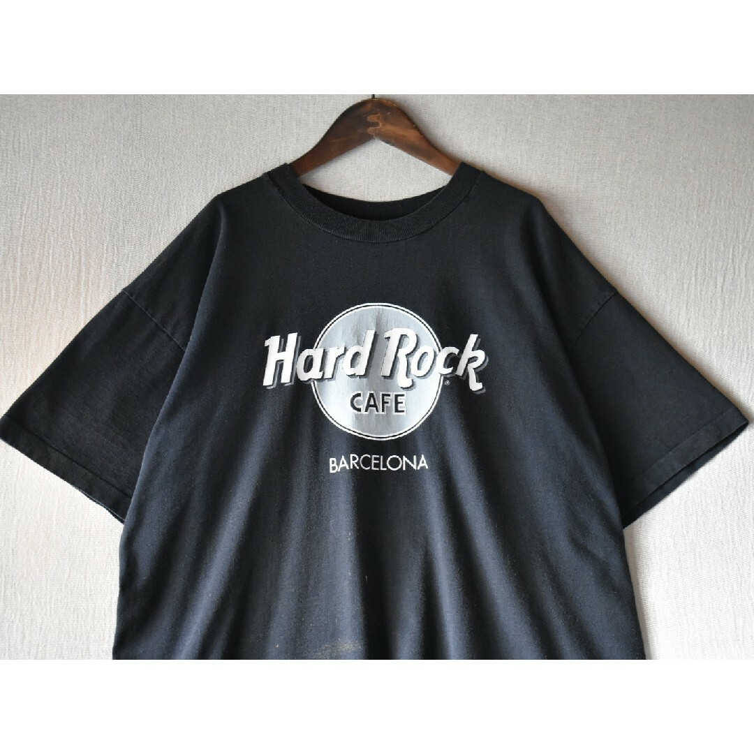 ★90s ハードロックカフェ ヴィンテージ シングルステッチ 黒ロゴTシャツ