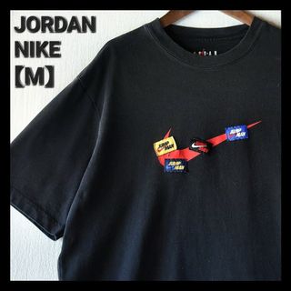 ナイキ(NIKE)の古着★ナイキ エアジョーダン ビッグスウォッシュ レトロワッペンロゴ 黒Tシャツ(Tシャツ/カットソー(七分/長袖))