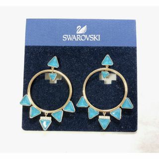 スワロフスキー(SWAROVSKI)の☆極美品☆ スワロフスキー イヤリング ラインストーン 水色 サークル(イヤリング)