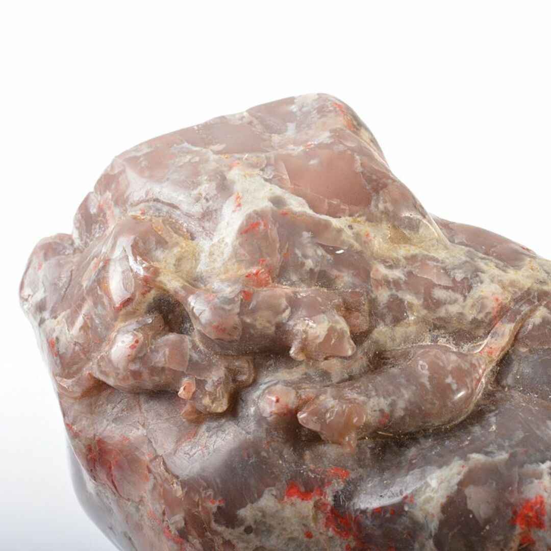中国 玉石鶏血石 神獣彫 置物 紙鎮 筆架 重さ約306g M R6131の