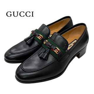 グッチ(Gucci)のグッチ レザー フラットシューズ ブラック(ローファー/革靴)