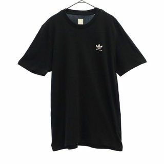 アディダス トレフォイルロゴ プリント 半袖 Tシャツ O ブラック adidas スケボー スケートボーディング ロゴ メンズ 【中古】  【230802】 メール便可