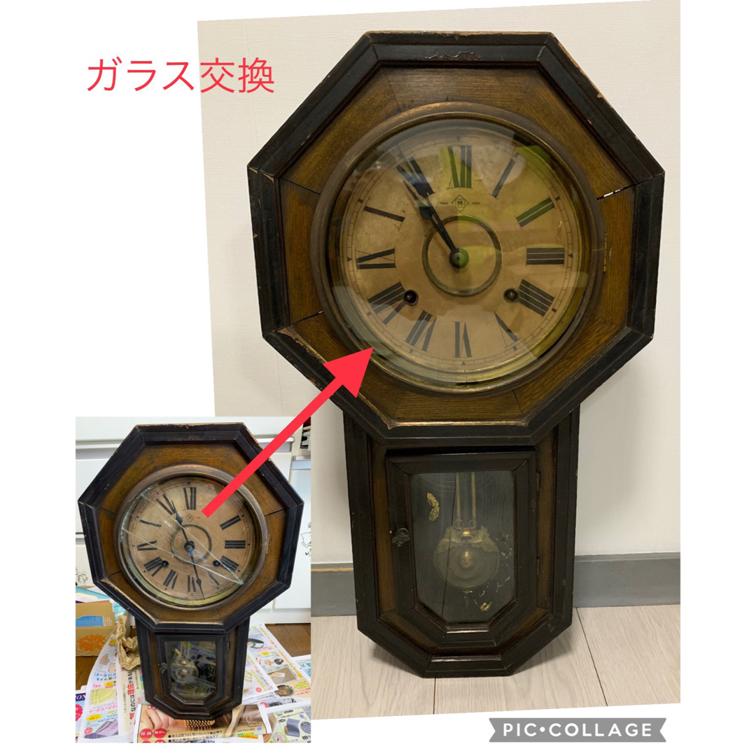動作品】アンティーク ボンボン時計(振り子ゼンマイ時計) ネジ巻付の
