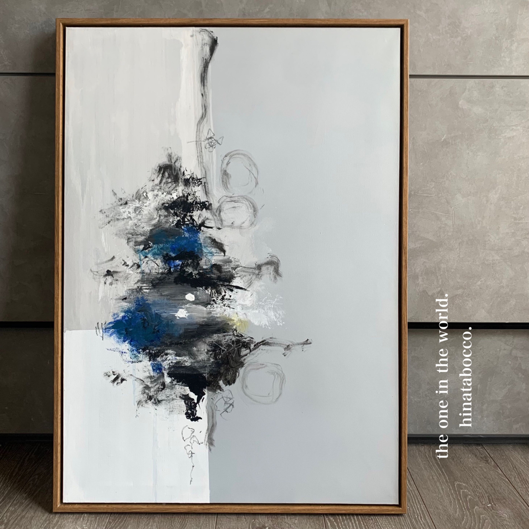 現代アート 70×50㎝ フレーム付き モダン 絵画 抽象画 インテリア 手書き | フリマアプリ ラクマ