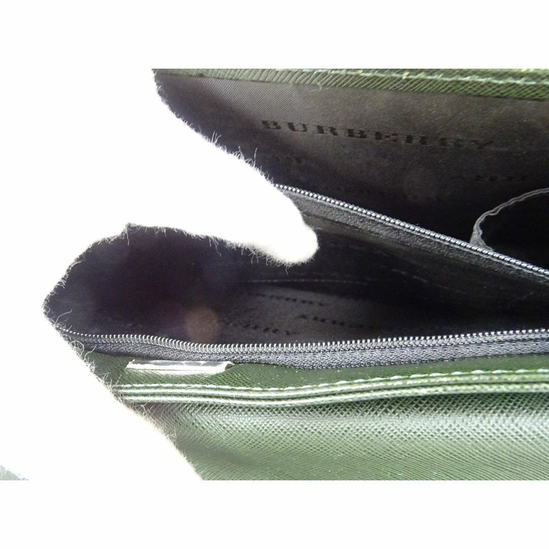 BURBERRY(バーバリー)のK高002/ バーバリー  セカンド クラッチバッグ レザー 緑系 メンズのバッグ(セカンドバッグ/クラッチバッグ)の商品写真