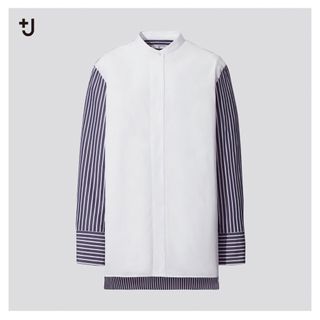 ジルサンダー(Jil Sander)のユニクロ×＋J　スーピマコットンスタンドカラーストライプシャツ(シャツ/ブラウス(長袖/七分))