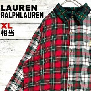 ラルフローレン(Ralph Lauren)のr88 US古着 ラルフローレン 長袖シャツ クレイジーパターン チェック 刺繍(シャツ/ブラウス(長袖/七分))