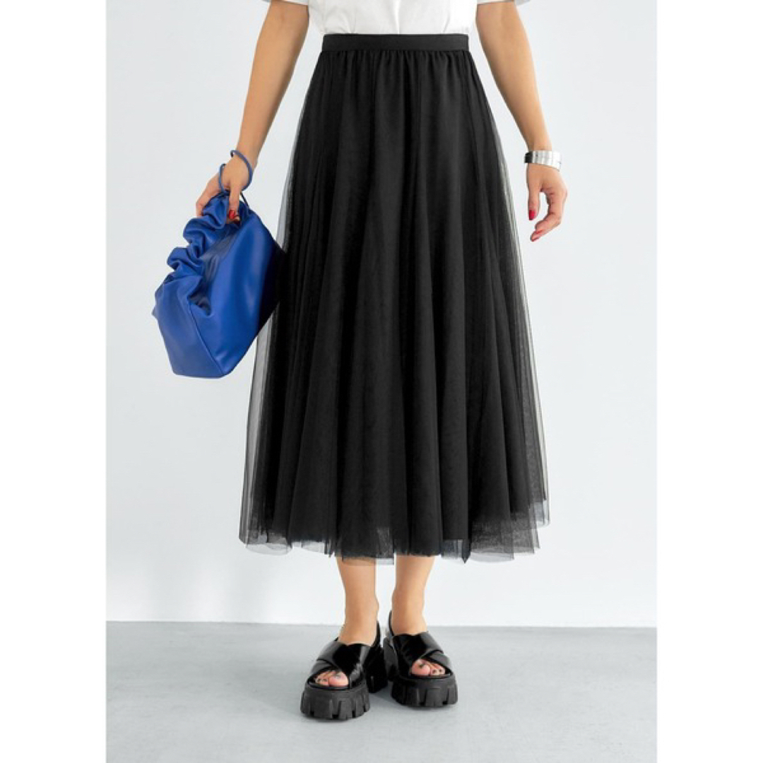 STYLE DELI(スタイルデリ)の【ブラックチュールフレアスカート】スタイルデリ レディースのスカート(ロングスカート)の商品写真