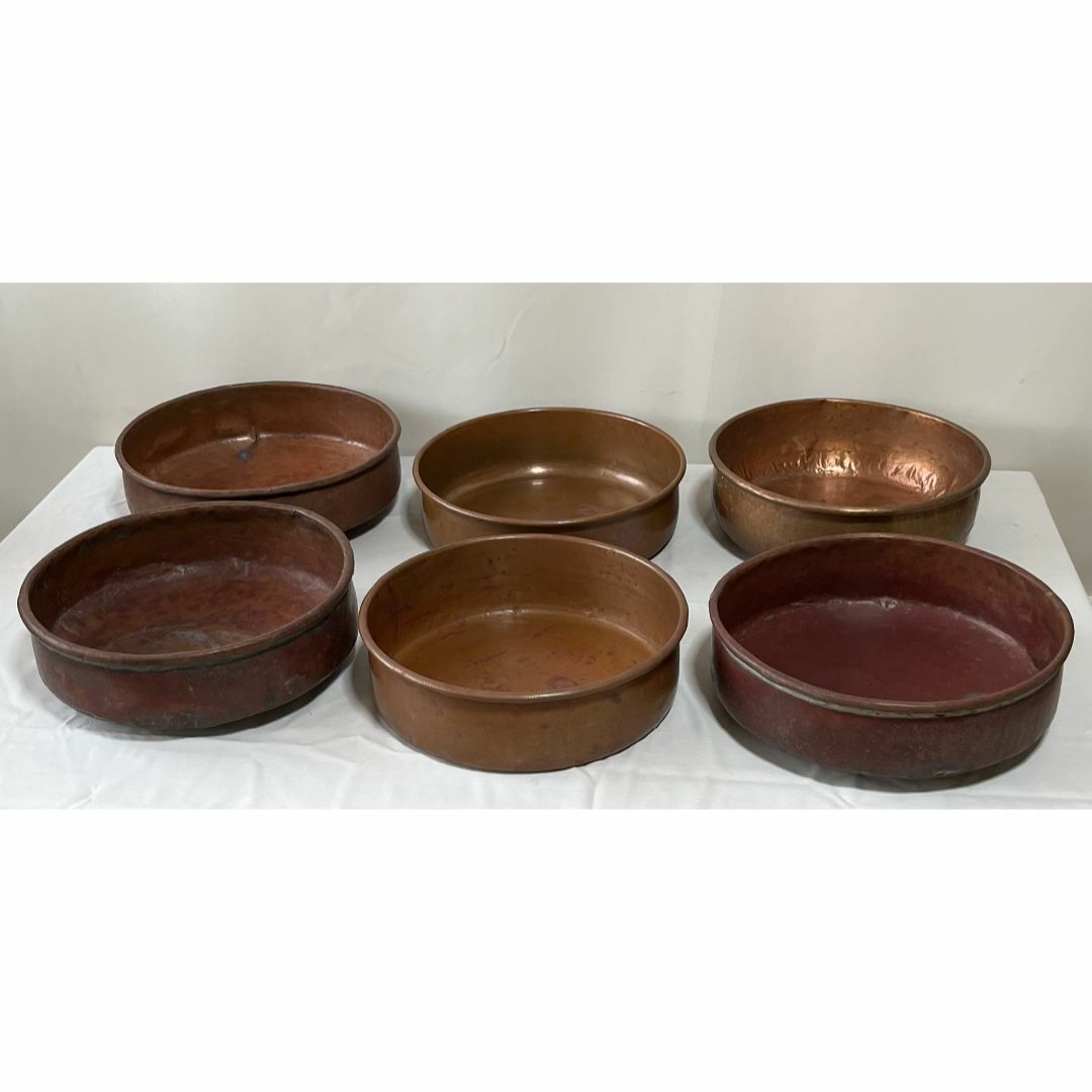 銅鍋（6個）　銅製 銅 鍋 さわり鍋　あんこ鍋 調理器具のサムネイル