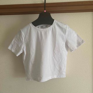 ザラ(ZARA)の☆新品未使用ZARA  ドロップド丈ストレッチホワイトTシャツ☆(Tシャツ(半袖/袖なし))