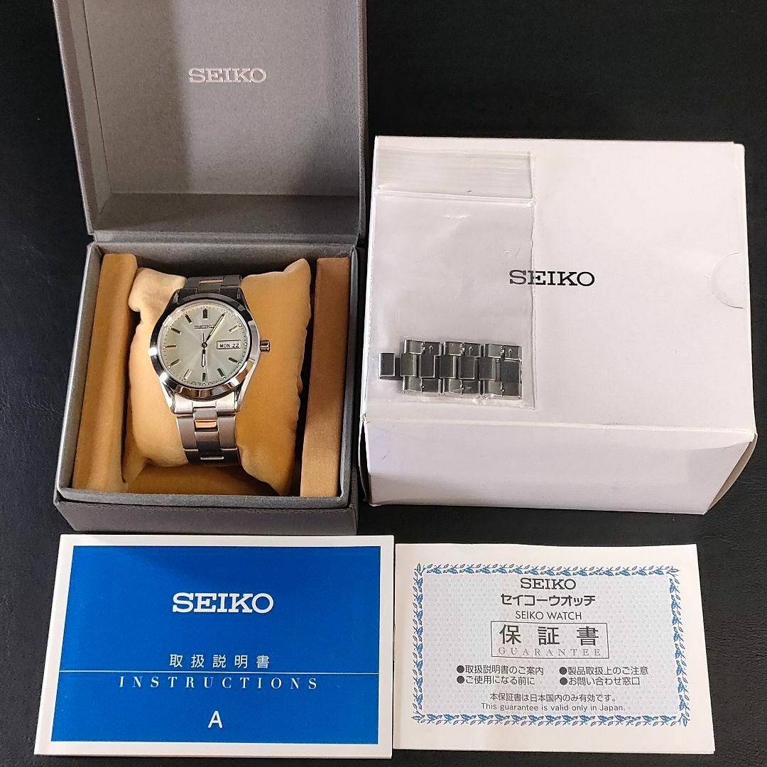 シルバー文字盤サイズ極美品【稼働品】SEIKO　セイコースピリット　7N43　シルバー　クォーツQZ