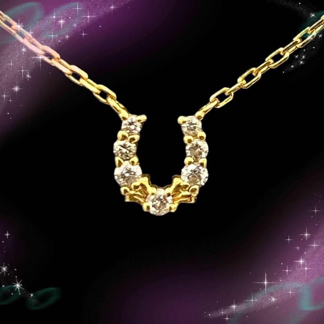 超美品》 アガット 馬蹄 K18 ダイヤモンド ネックレス 0.05ct-