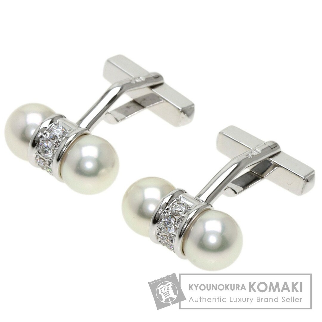 MIKIMOTO パール 真珠 ダイヤモンド カフス K18WG メンズ - カフリンクス