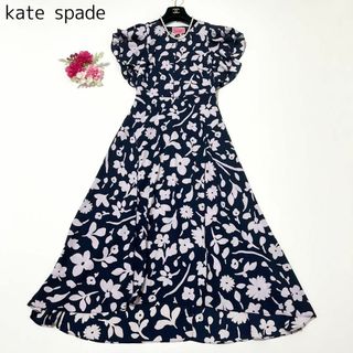 【美品】kate spade グレンチェックワンピース フリル 4 L