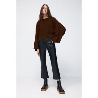 ザラ(ZARA)のZARA ショート丈ニット ブラウン S(ニット/セーター)