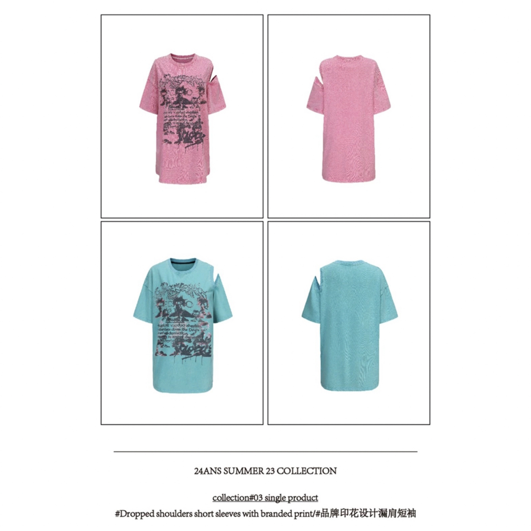 【24ans】ショルダーカットアウトオーバーサイズTシャツ/ ピンク レディースのトップス(Tシャツ(半袖/袖なし))の商品写真