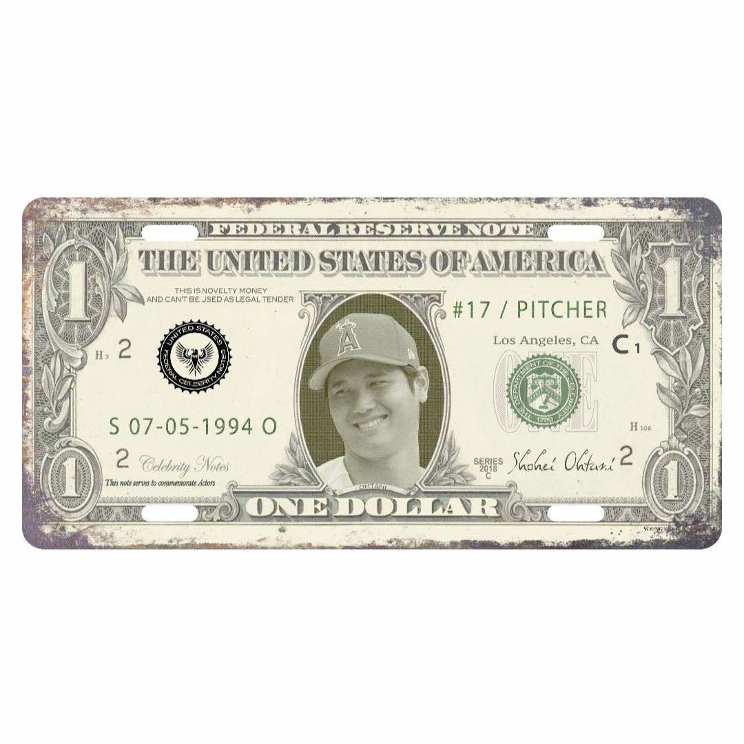 アメリカン雑貨 ロサンゼルス・エンゼルス 大谷翔平 ナンバープレート -3 スポーツ/アウトドアの野球(記念品/関連グッズ)の商品写真