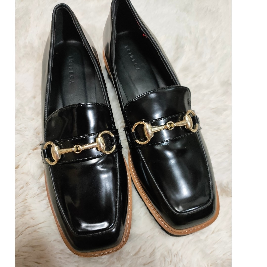 【TRIBECA】 スクエアトゥ厚底ビットローファー 黒 24.5cm 未使用品