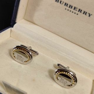 BURBERRY - 【極美品】Burberry バーバリー カフス シルバー 騎馬ロゴ