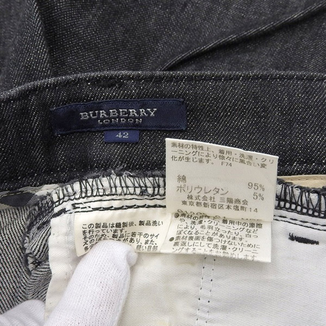 BURBERRY(バーバリー)のバーバリー BURBERRY フレアデニム ボトムス レディース ブラック ノバチェックライン size42 Y01402 レディースのパンツ(その他)の商品写真