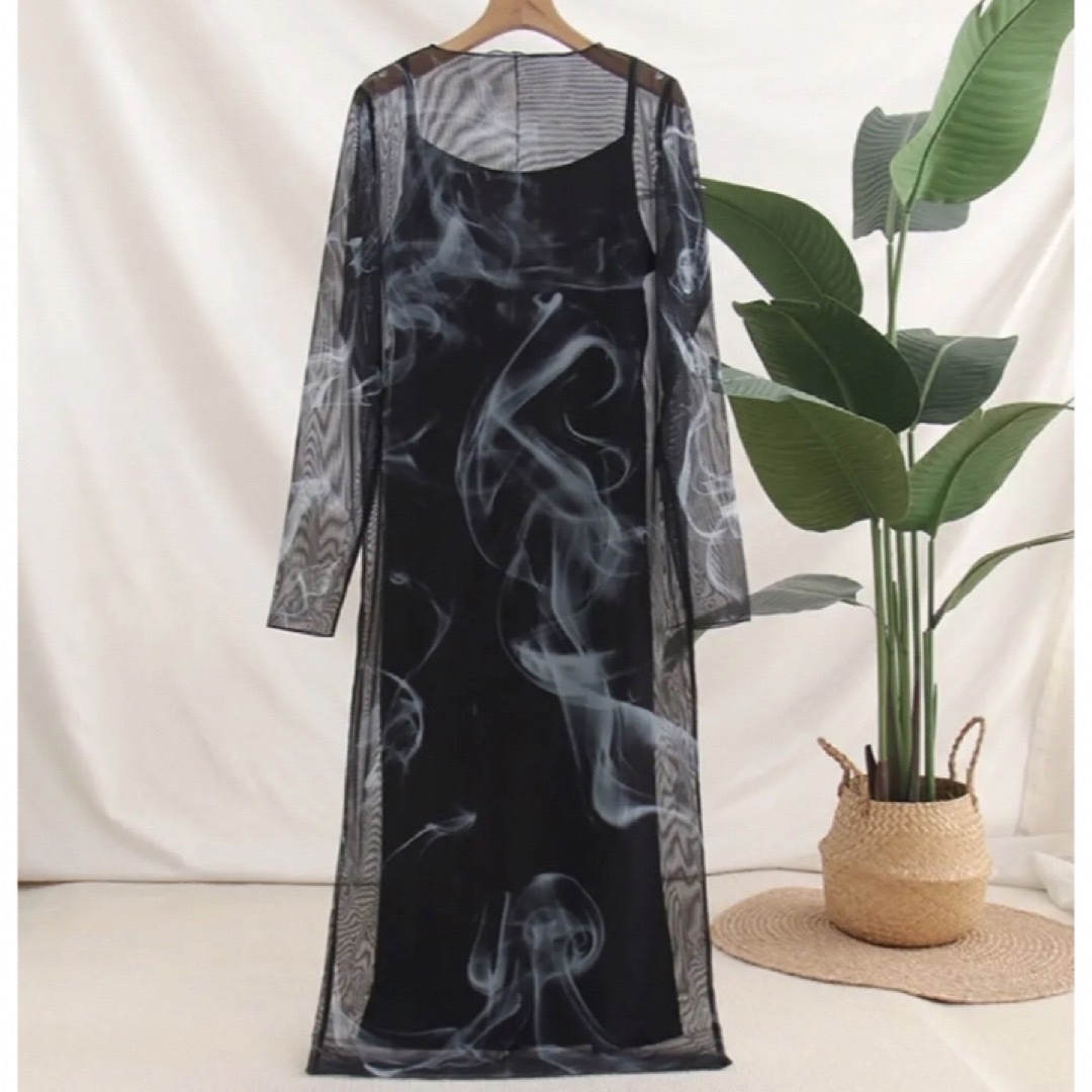 Ameri CURL OF SMOKE SHEER DRESS-