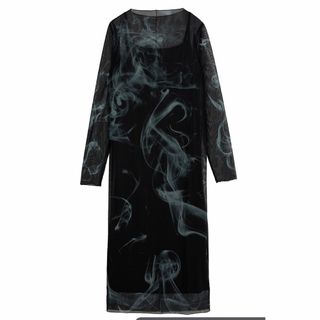 アメリヴィンテージ(Ameri VINTAGE)のAmeri CURL OF SMOKE SHEER DRESS(ロングワンピース/マキシワンピース)