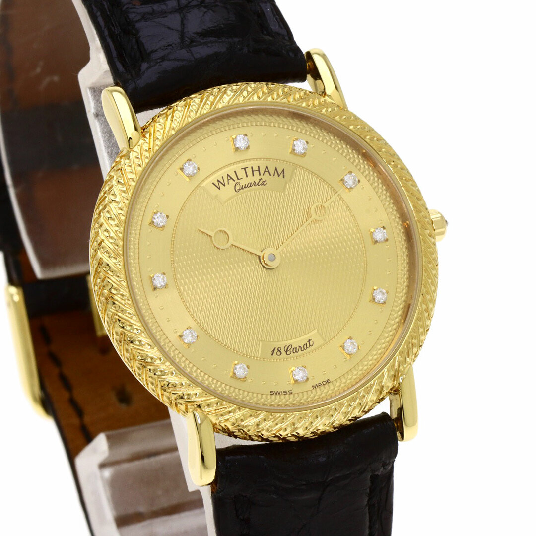 WALTHAM 12Pダイヤモンド  リューズダイヤモンド 腕時計 K18YG 革 メンズ