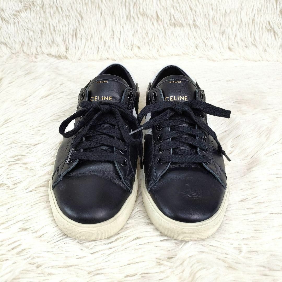 celine - 美品 CELINE スニーカー 黒×白 35 トリオンフ ローカット
